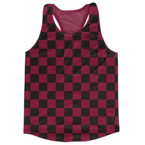 Maroon & Black Checkerboard Running Tank Top Racerback Track and Cross Country Singlet Jersey Made In USA - Maroon & Black Maroon & Black Checkerboard Running Tank Top Racerback Track and Cross Country Singlet Jersey Made In USA - Maroon & Black