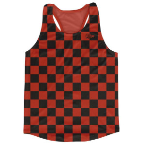 Cardinal Red & Black Checkerboard Running Tank Top Racerback Track and Cross Country Singlet Jersey Made In USA - Cardinal Red & Black Cardinal Red & Black Checkerboard Running Tank Top Racerback Track and Cross Country Singlet Jersey Made In USA - Cardinal Red & Black