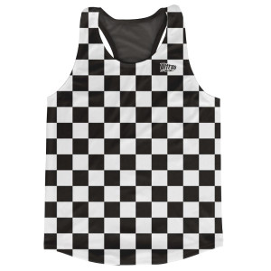 Black & White Checkerboard Running Tank Top Racerback Track and Cross Country Singlet Jersey Made In USA - Black & White Black & White Checkerboard Running Tank Top Racerback Track and Cross Country Singlet Jersey Made In USA - Black & White