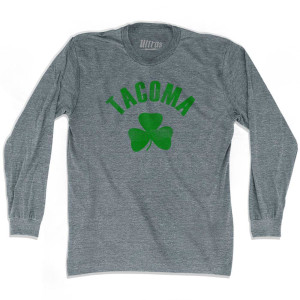 Tacoma Shamrock Tri-Blend Long Sleeve T-shirt-Athletic Grey