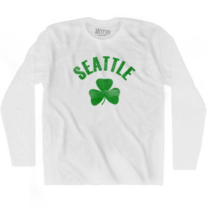 Seattle Shamrock Cotton Long Sleeve T-shirt - White Seattle Shamrock Cotton Long Sleeve T-shirt - White