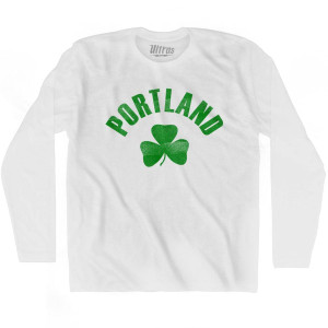 Portland Shamrock Cotton Long Sleeve T-shirt - White