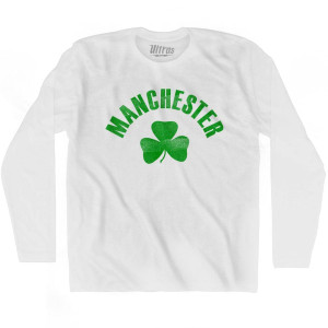 Manchester Shamrock Cotton Long Sleeve T-shirt-White