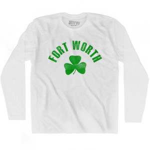 Fort Worth Shamrock Cotton Long Sleeve T-shirt - White