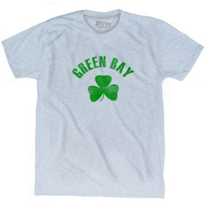 Green Bay Shamrock Tri-Blend T-shirt - Athletic White