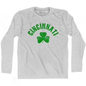 Cincinnati Shamrock Cotton Long Sleeve T-shirt - Grey Heather