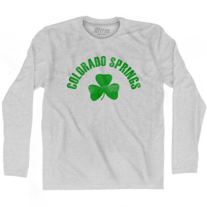 Colorado Springs Shamrock Cotton Long Sleeve T-shirt-Grey Heather Colorado Springs Shamrock Cotton Long Sleeve T-shirt-Grey Heather