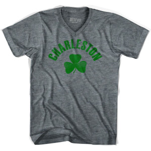 Charleston Shamrock Tri-Blend V-neck Junior Cut Womens T-shirt-Athletic Grey Charleston Shamrock Tri-Blend V-neck Junior Cut Womens T-shirt-Athletic Grey