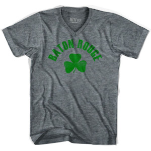 Baton Rouge Shamrock Tri-Blend V-neck Junior Cut Womens T-shirt-Athletic Grey Baton Rouge Shamrock Tri-Blend V-neck Junior Cut Womens T-shirt-Athletic Grey