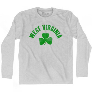 West Virginia State Shamrock Cotton Long Sleeve T-shirt - Grey Heather West Virginia State Shamrock Cotton Long Sleeve T-shirt - Grey Heather