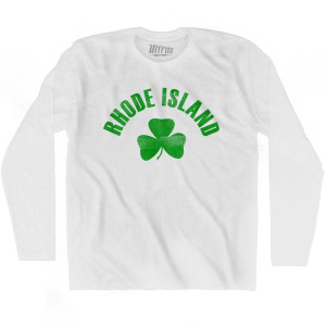 Rhode Island State Shamrock Cotton Long Sleeve T-shirt - White
