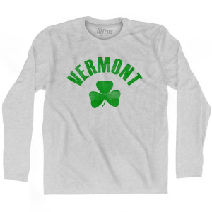 Vermont State Shamrock Cotton Long Sleeve T-shirt - Grey Heather