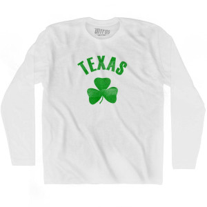 Texas State Shamrock Cotton Long Sleeve T-shirt - White