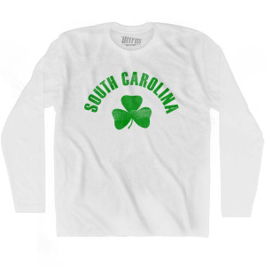 South Carolina State Shamrock Cotton Long Sleeve T-shirt - White