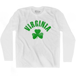 Virginia State Shamrock Cotton Long Sleeve T-shirt - White Virginia State Shamrock Cotton Long Sleeve T-shirt - White