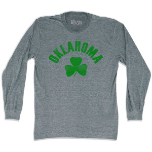 Oklahoma State Shamrock Tri-Blend Long Sleeve T-shirt - Athletic Grey Oklahoma State Shamrock Tri-Blend Long Sleeve T-shirt - Athletic Grey