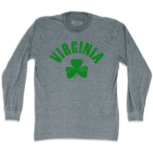 Virginia State Shamrock Tri-Blend Long Sleeve T-shirt - Athletic Grey
