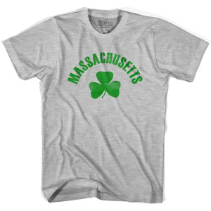 Massachusetts State Shamrock Womens Cotton T-shirt - Grey Heather