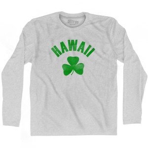 Hawaii State Shamrock Cotton Long Sleeve T-shirt - Grey Heather Hawaii State Shamrock Cotton Long Sleeve T-shirt - Grey Heather