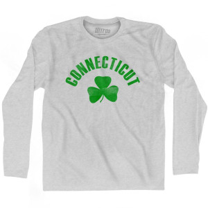 Connecticut State Shamrock Cotton Long Sleeve T-shirt - Grey Heather Connecticut State Shamrock Cotton Long Sleeve T-shirt - Grey Heather