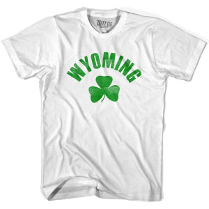 Wyoming State Shamrock Cotton T-shirt - White Wyoming State Shamrock Cotton T-shirt - White