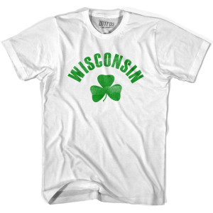 Wisconsin State Shamrock Cotton T-shirt - White Wisconsin State Shamrock Cotton T-shirt - White