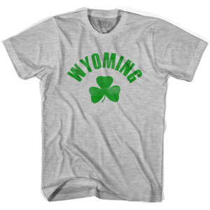 Wyoming State Shamrock Cotton T-shirt - Grey Heather Wyoming State Shamrock Cotton T-shirt - Grey Heather