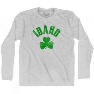 Idaho State Shamrock Cotton Long Sleeve T-shirt - Grey Heather Idaho State Shamrock Cotton Long Sleeve T-shirt - Grey Heather