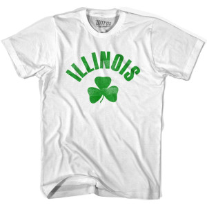 Illinois State Shamrock Cotton T-shirt - White Illinois State Shamrock Cotton T-shirt - White