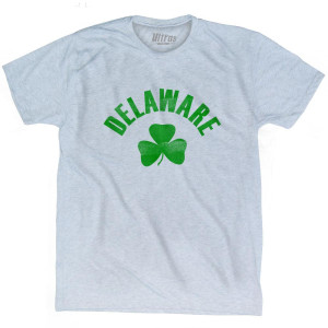 Delaware State Shamrock Tri-Blend T-shirt - Athletic White
