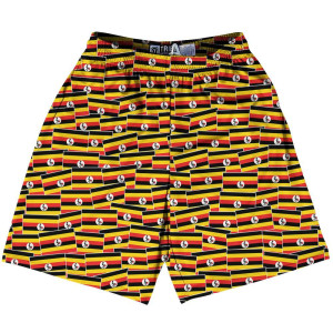 Tribe Uganda Party Flags Lacrosse Shorts Made in USA - Red Yellow Tribe Uganda Party Flags Lacrosse Shorts Made in USA - Red Yellow