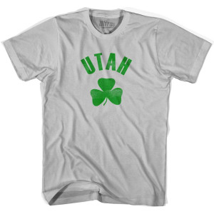 Utah State Shamrock Cotton T-shirt-Cool Grey