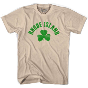 Rhode Island State Shamrock Cotton T-shirt-Creme