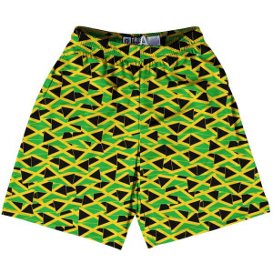 Tribe Jamaica Party Flags Lacrosse Shorts Made in USA - Black Green Tribe Jamaica Party Flags Lacrosse Shorts Made in USA - Black Green