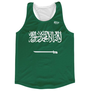 Saudi Arabia Country Flag Running Tank Top Racerback Track and Cross Country Singlet Jersey Made In USA - White Green Saudi Arabia Country Flag Running Tank Top Racerback Track and Cross Country Singlet Jersey Made In USA - White Green