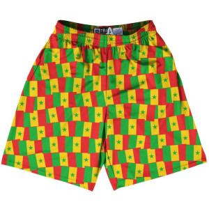 Tribe Senegal Party Flags Lacrosse Shorts Made in USA - Red Yellow Tribe Senegal Party Flags Lacrosse Shorts Made in USA - Red Yellow