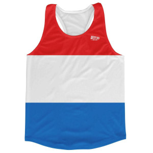 Luxembourg Country Flag Running Tank Top Racerback Track and Cross Country Singlet Jersey Made In USA - Blue White Red Luxembourg Country Flag Running Tank Top Racerback Track and Cross Country Singlet Jersey Made In USA - Blue White Red