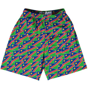 Tribe Namibia Party Flags Lacrosse Shorts Made in USA - Blue Green Tribe Namibia Party Flags Lacrosse Shorts Made in USA - Blue Green