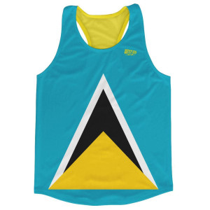 Saint Lucia Country Flag Running Tank Top Racerback Track and Cross Country Singlet Jersey Made In USA - Light Blue Yellow Saint Lucia Country Flag Running Tank Top Racerback Track and Cross Country Singlet Jersey Made In USA - Light Blue Yellow