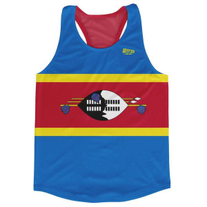 Swaziland Country Flag Running Tank Top Racerback Track and Cross Country Singlet Jersey Made In USA - Blue Yellow Swaziland Country Flag Running Tank Top Racerback Track and Cross Country Singlet Jersey Made In USA - Blue Yellow