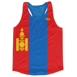 Mongolia Country Flag Running Tank Top Racerback Track and Cross Country Singlet Jersey Made In USA-Red Blue Mongolia Country Flag Running Tank Top Racerback Track and Cross Country Singlet Jersey Made In USA-Red Blue