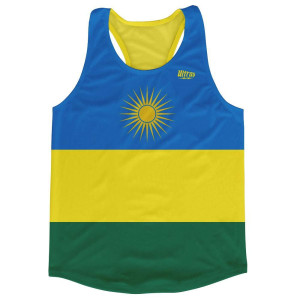 Rwanda Country Flag Running Tank Top Racerback Track and Cross Country Singlet Jersey Made In USA - Blue Yellow Green Rwanda Country Flag Running Tank Top Racerback Track and Cross Country Singlet Jersey Made In USA - Blue Yellow Green