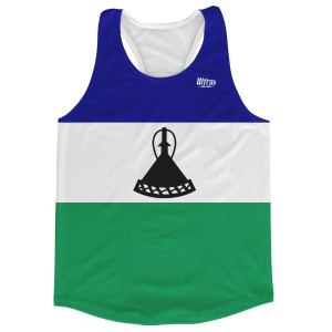 Lesotho Country Flag Running Tank Top Racerback Track and Cross Country Singlet Jersey Made In USA - Blue White Green Lesotho Country Flag Running Tank Top Racerback Track and Cross Country Singlet Jersey Made In USA - Blue White Green