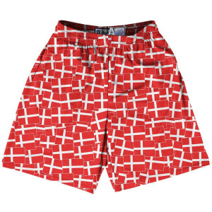 Tribe Denmark Party Flags Lacrosse Shorts Made in USA - White Red