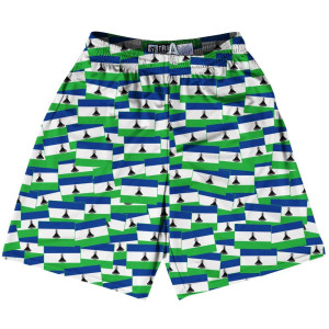Tribe Lesotho Party Flags Lacrosse Shorts Made in USA - Green Blue Tribe Lesotho Party Flags Lacrosse Shorts Made in USA - Green Blue