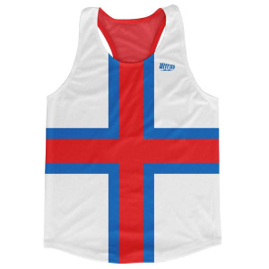 Faroe Islands Country Flag Running Tank Top Racerback Track and Cross Country Singlet Jersey Made In USA - Blue White Faroe Islands Country Flag Running Tank Top Racerback Track and Cross Country Singlet Jersey Made In USA - Blue White