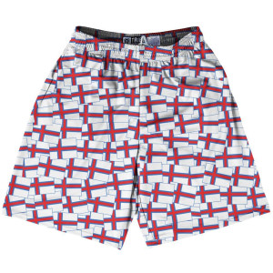 Tribe Faroe Islands Party Flags Lacrosse Shorts Made in USA - White Tribe Faroe Islands Party Flags Lacrosse Shorts Made in USA - White