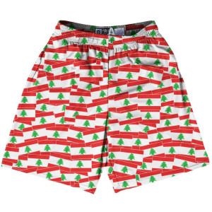 Tribe Lebanon Party Flags Lacrosse Shorts Made in USA - White Red Tribe Lebanon Party Flags Lacrosse Shorts Made in USA - White Red