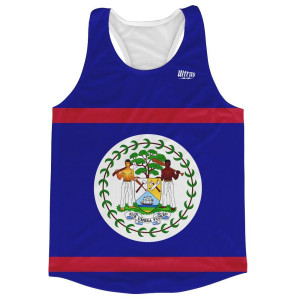 Belize Country Flag Running Tank Top Racerback Track and Cross Country Singlet Jersey Made In USA - Red Blue Belize Country Flag Running Tank Top Racerback Track and Cross Country Singlet Jersey Made In USA - Red Blue
