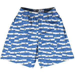 Tribe El Salvador Party Flags Lacrosse Shorts Made in USA - Blue White